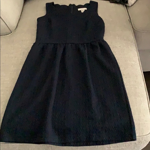 Loft Navy Scalloped Neck Dress - Picture 1 of 3